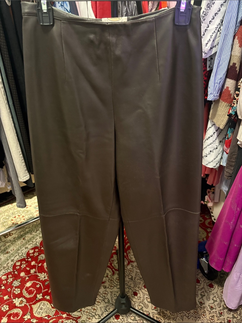 Talbots Chocolate Brown 100% Leather Straight-Leg Pants